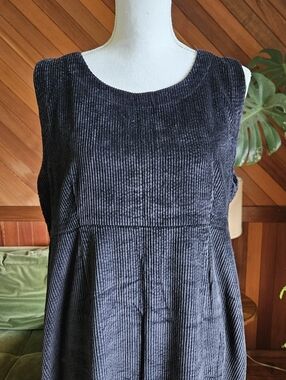 Vintage Kiko Black Corduroy Maxi Dress Size Large